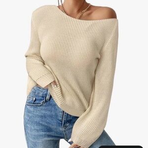 United States Sweaters Cream Off-the-Shoulder Knit